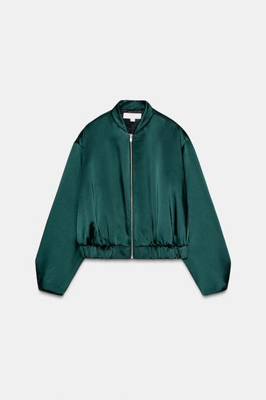 BLOUSON BOMBER SATINÉ - Vert de Zara - Image 5