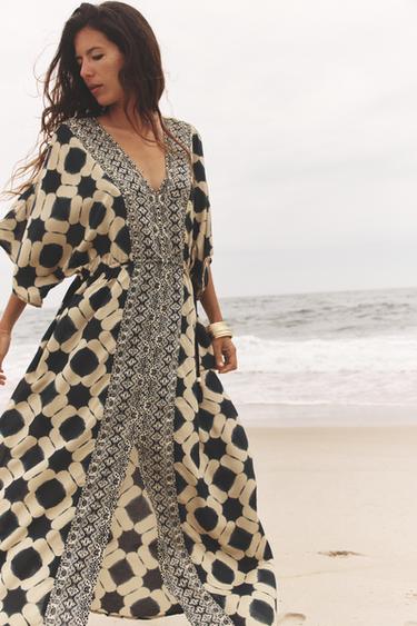 PRINTED KAFTAN DRESS - Multicoloured by Zara