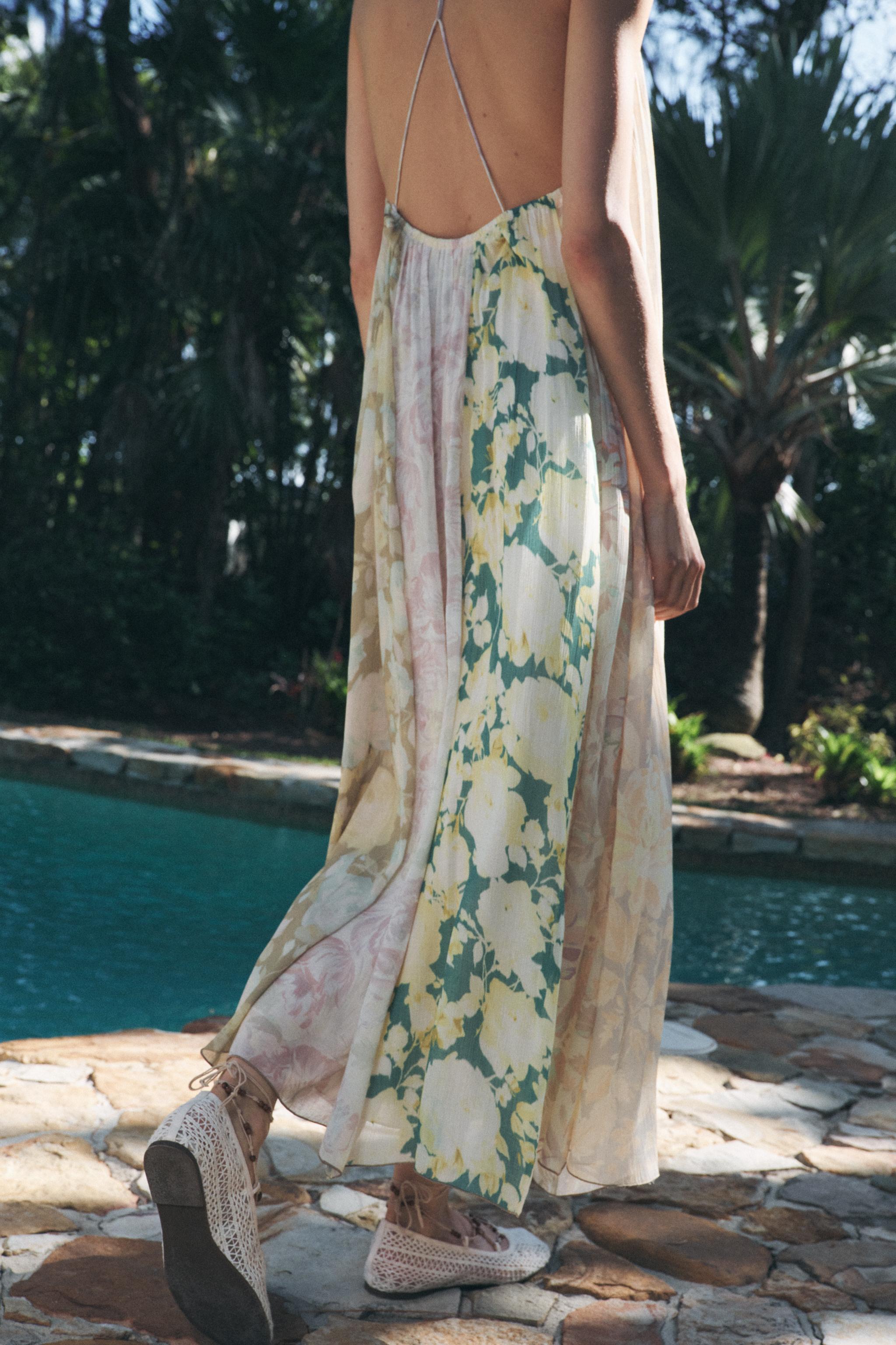 FLORAL PATCHWORK DRESS ZW COLLECTION - Beige | ZARA United