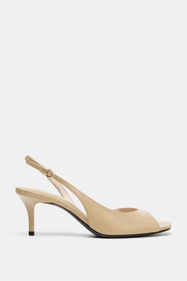 OPEN TOE HEELED SHOES - Ecru White by Zara
