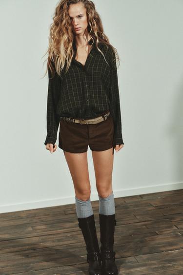 OVERSIZE CHECK SHIRT - Dark green by Zara - Image 0