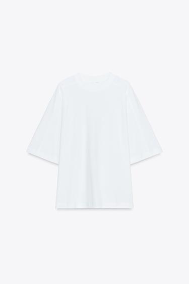 BOXY FIT T-SHIRT WITH LABEL - White by Zara