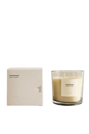 (620 G) LEMON BERGAMOT SCENTED CANDLE - white by Zara