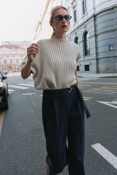 PANTALON À RAYURES TENNIS AVEC CEINTURE - rayures de Zara - Image 2