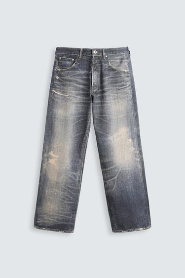 WASHED PRINT BAGGY FIT JEANS - Blue by Zara