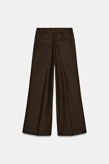 PANTALON À PLIS ET POCHES - Marron foncé de Zara - Image 2
