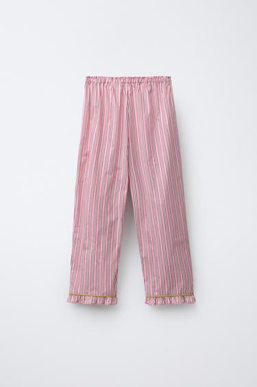 6-14 YEARS/STRIPED SHIRT AND TROUSER PYJAMAS WITH BOWS - Pink by Zara - Image 4
