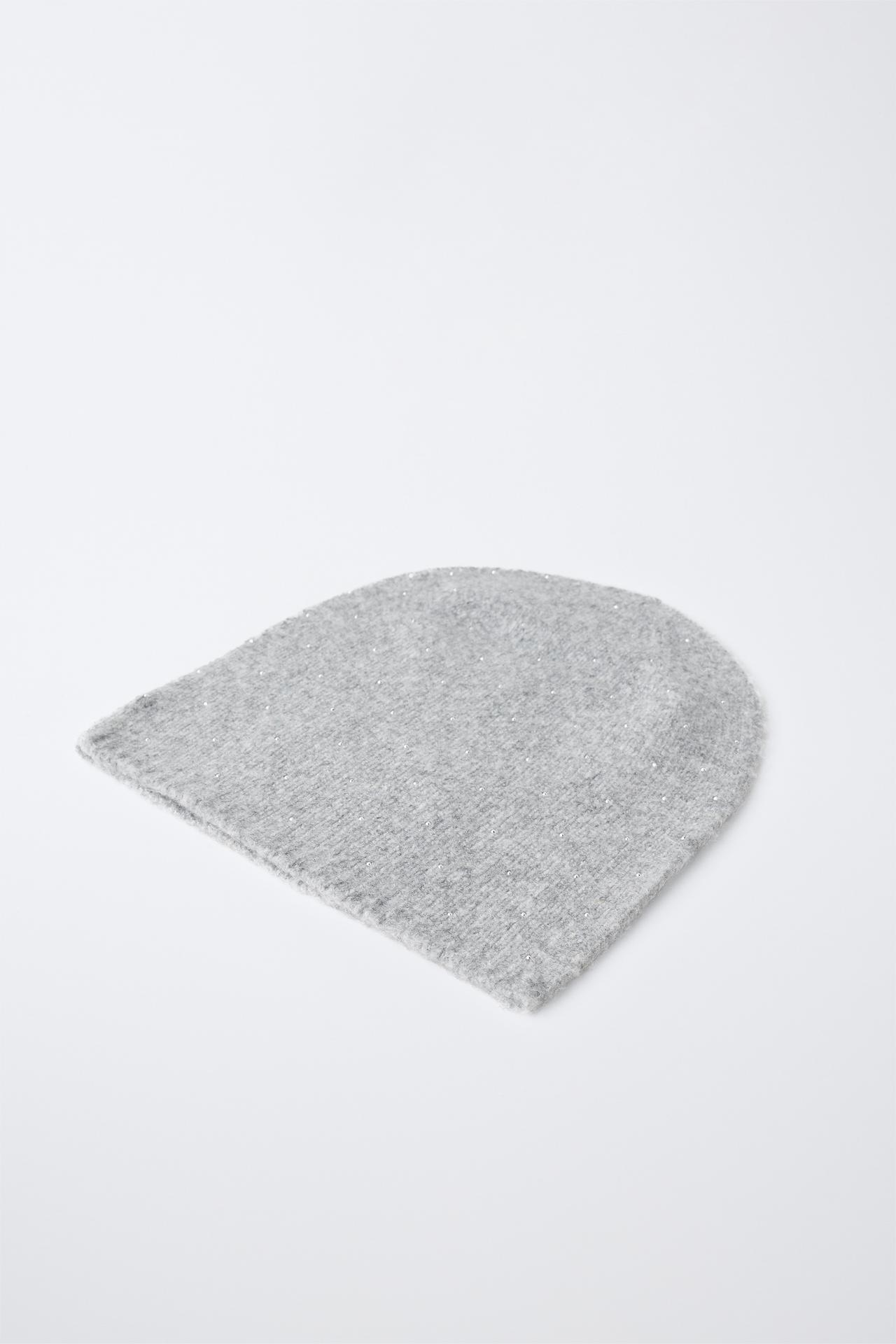 SPARKLY KNIT BEANIE — Gray marl