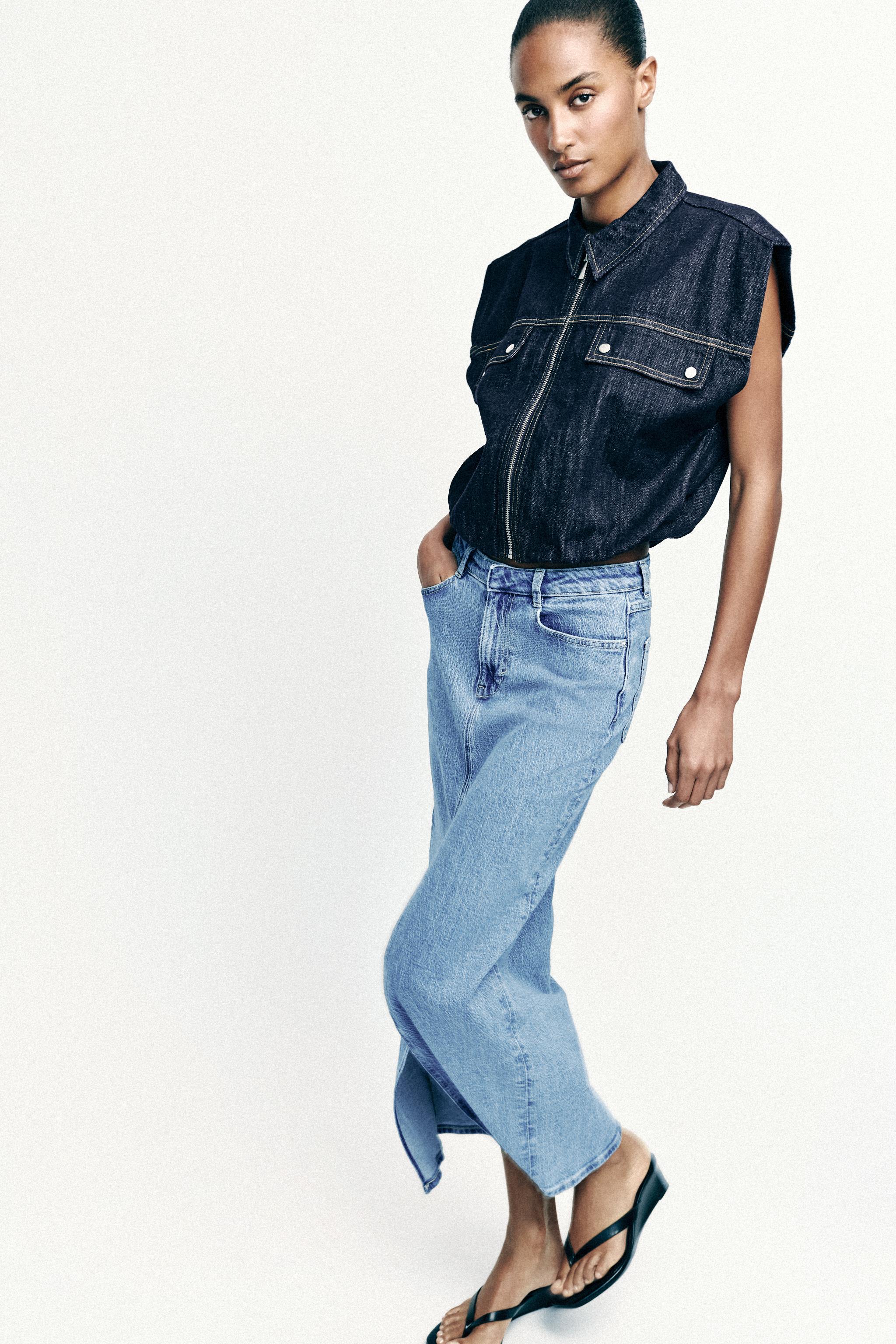 Z1975 DENIM MIDI SKIRT WITH SLIT