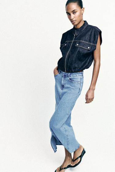 JUPE Z1975 MI-LONGUE EN JEAN À OUVERTURE - Bleu moyen de Zara - Image 3