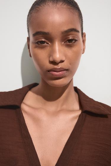 CREASED-EFFECT SHIRT - Brown by Zara - Image 2