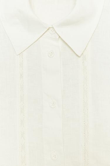 100% LINEN TOPSTITCH SHIRT ZW COLLECTION - Ecru by Zara - Image 6