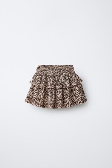 ANIMAL PRINT SHIRRED SKIRT - Light beige by Zara