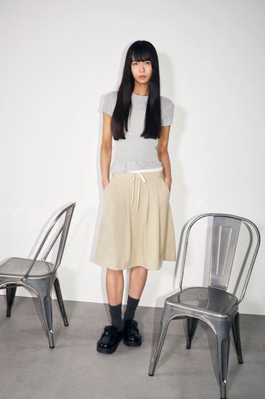DOUBLE WAISTBAND SKIRT - Light camel by Zara