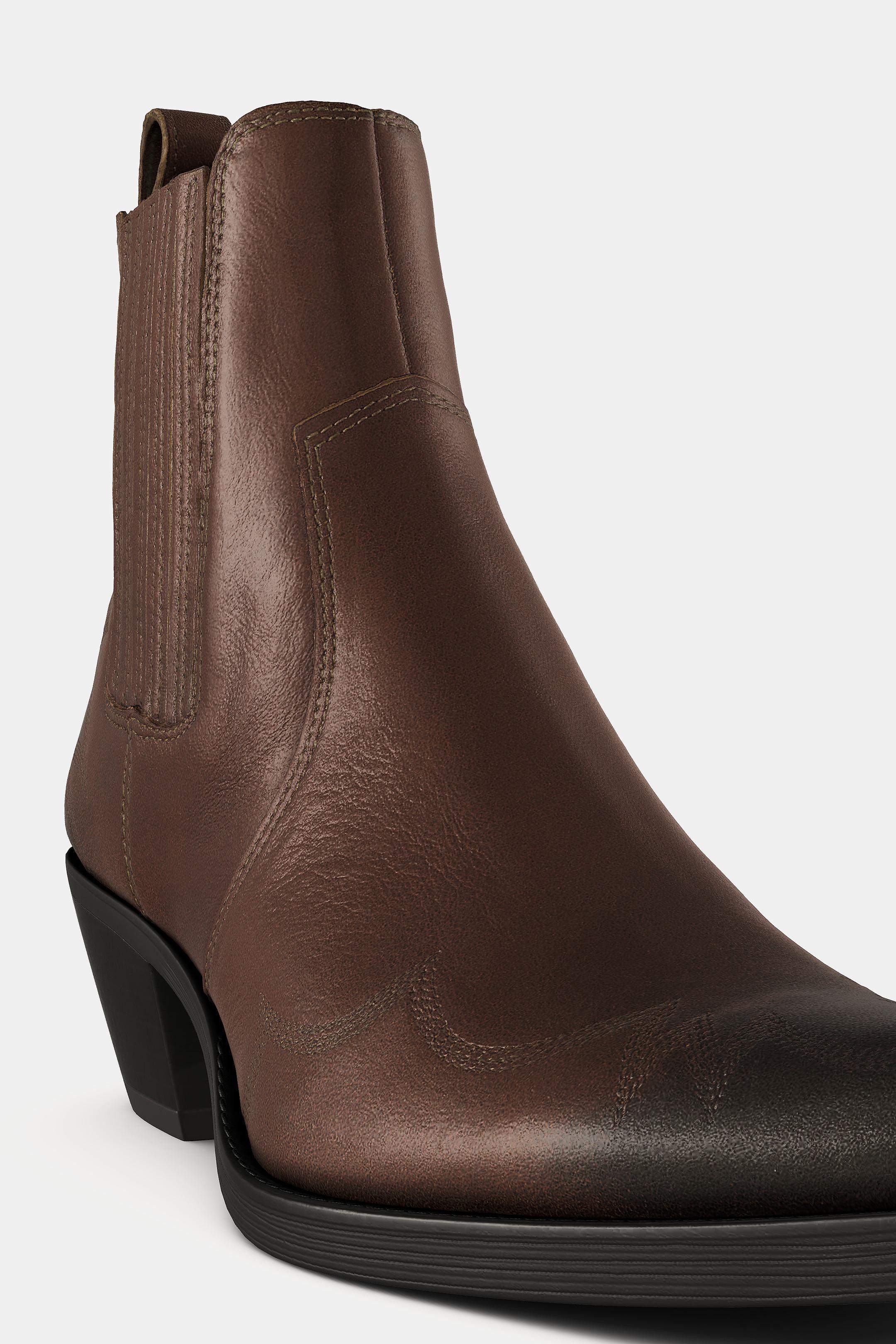 EMBROIDERED LEATHER COWBOY ANKLE BOOTS - Brown by Zara