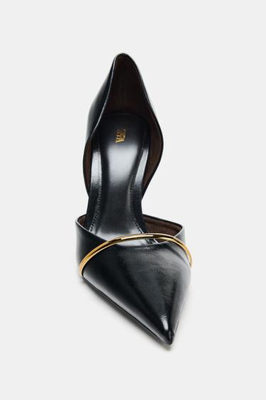 CHAUSSURES À TALONS BRIDE MÉTALLIQUE - Noir de Zara - Image 4