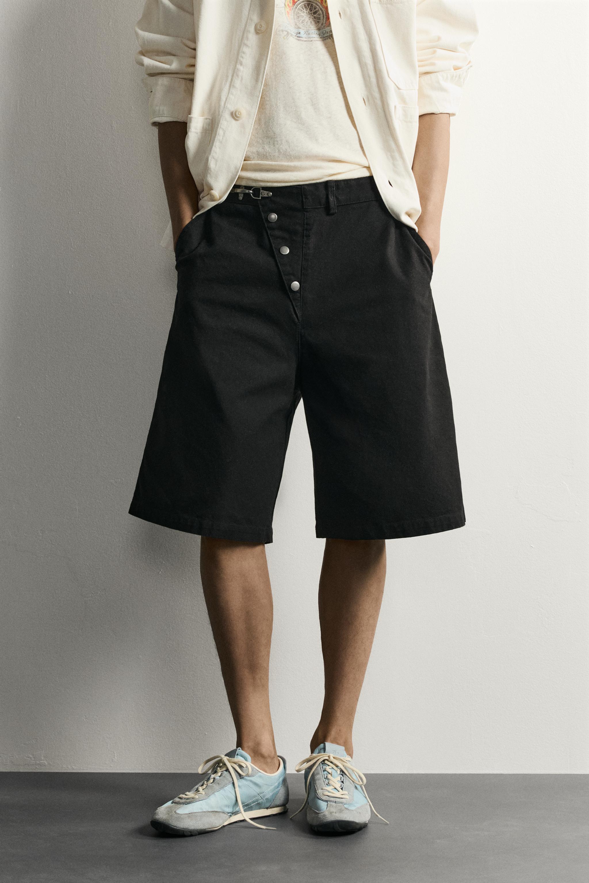 BAGGY FIT FIREMAN CLASP SHORTS — Black