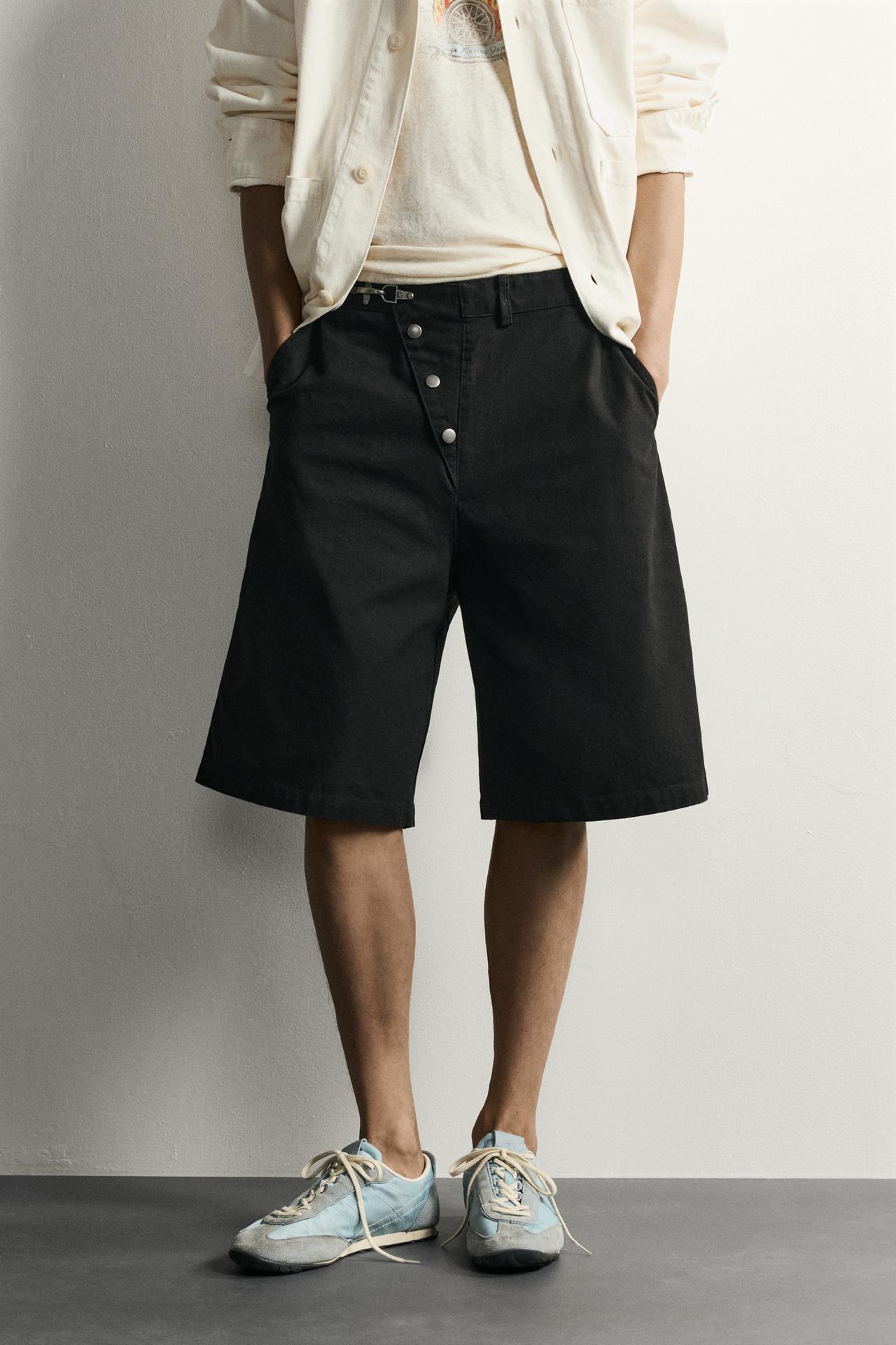 BAGGY FIT FIREMAN CLASP SHORTS — Black