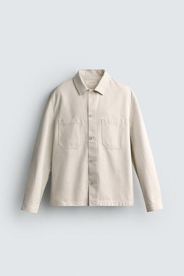 CANVAS REGULAR FIT OVERSHIRT - Sand by Zara
