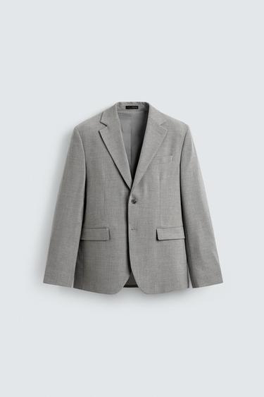 Zara TEXTURED SUIT BLAZER - Light gray