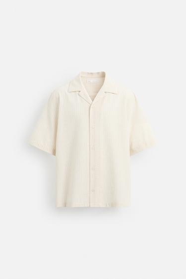 Zara 條紋質感襯衫 - 米色