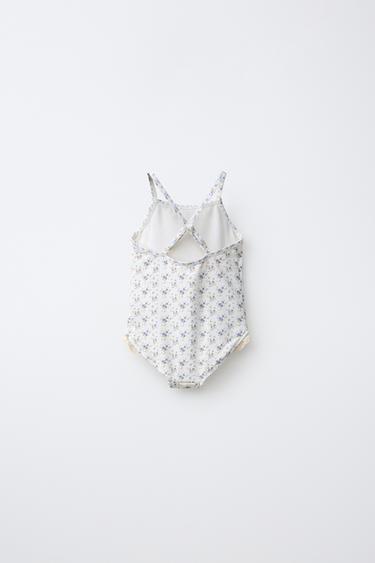 2-6 YEARS/ LACE TRIM FLORAL SWIMSUIT - Beige by Zara - Image 1