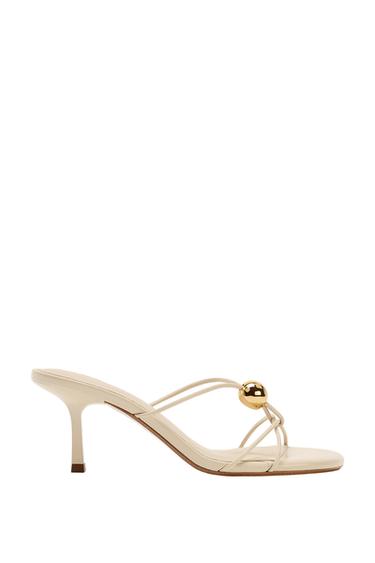 HEELED SANDALS WITH METAL DETAIL - Ecru by Zara