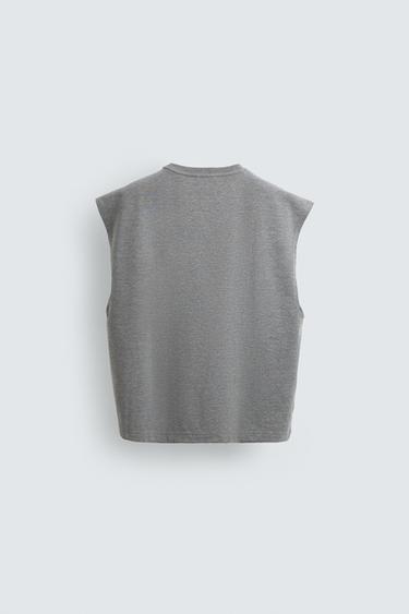 EMBROIDERED RELAXED FIT TANK TOP - Grey marl by Zara - Image 6