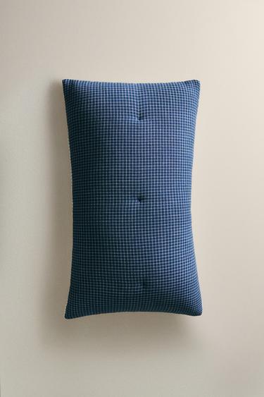 CHILDREN'S REVERSIBLE MUSLIN QUILT CUSHION COVER - Navy blue by Zara