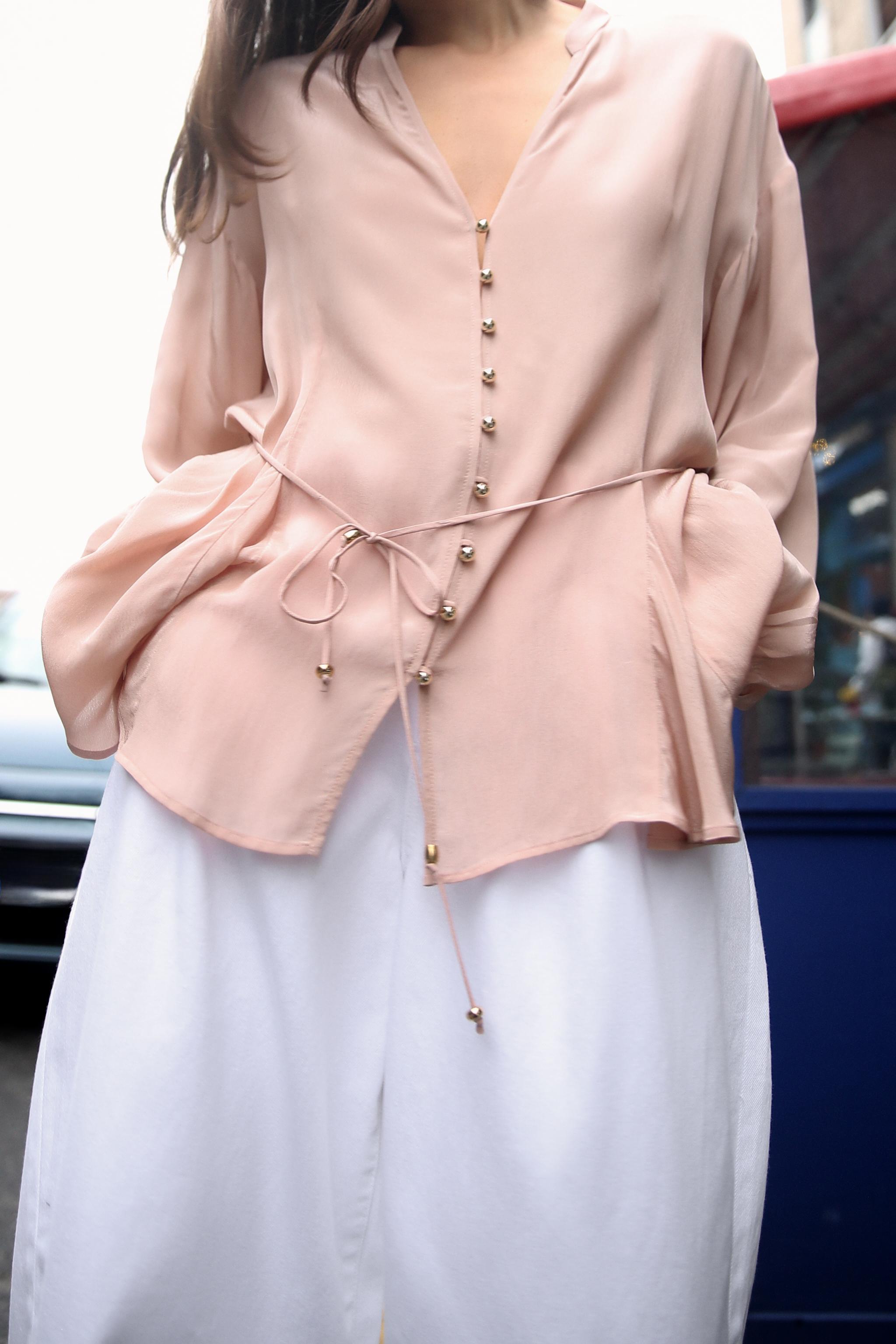 THIN BELT BLOUSE - Beige-pink | ZARA Canada