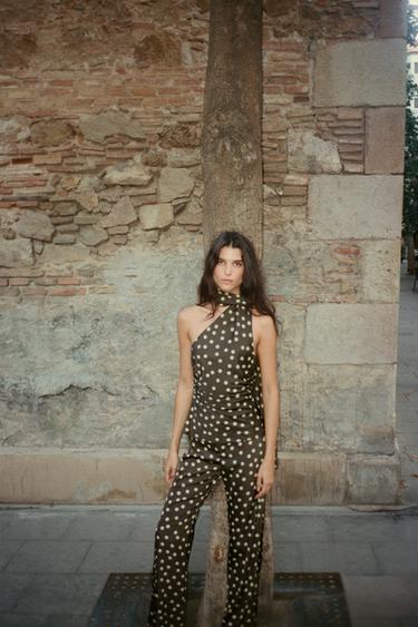 TOP هالتر وشاح ساتان - أخضر الخاص بـ Zara