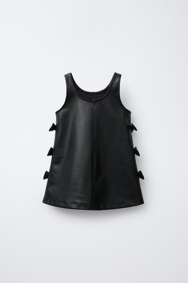 ROBE-SALOPETTE EN MATIÈRE SYNTHÉTIQUE À LACETS - Noir de Zara - Image 1