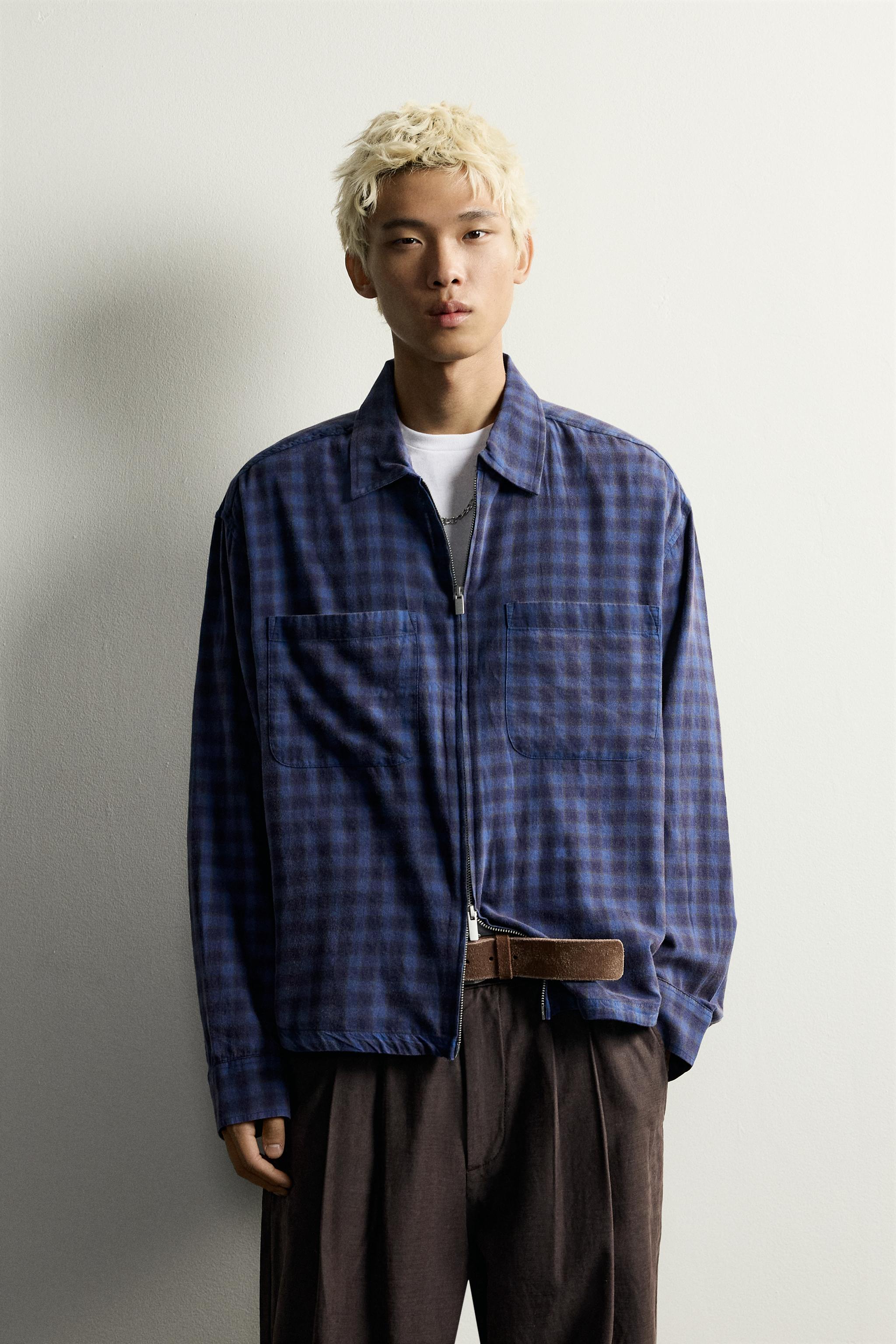 Мужские рубашки Zara PLAID ZIP SHIRT — фото 2
