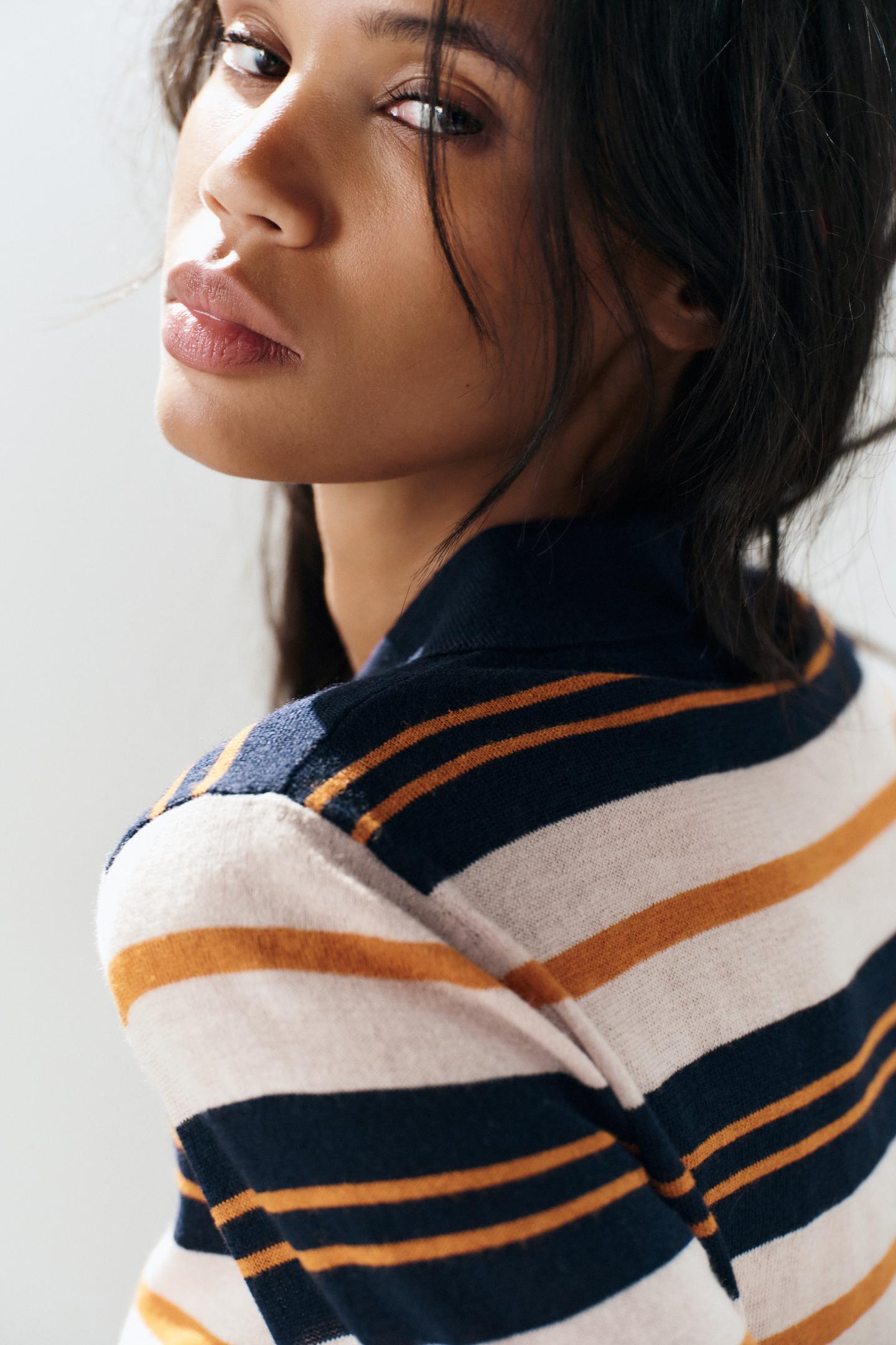 Женское поло Zara Striped Knit Polo, цвет: Разноцветный — фото 6