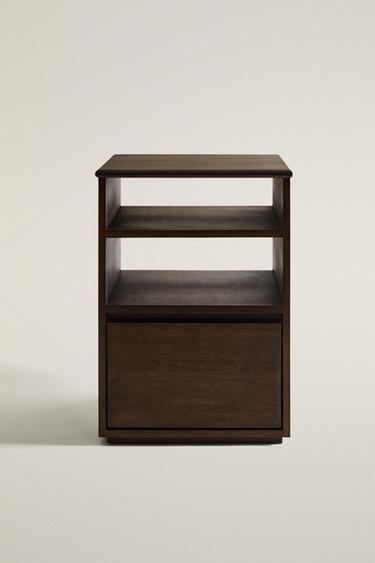 WOODEN BEDSIDE TABLE — Dark brown 2