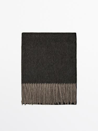 Zara 100% wool double-faced scarf - Brown