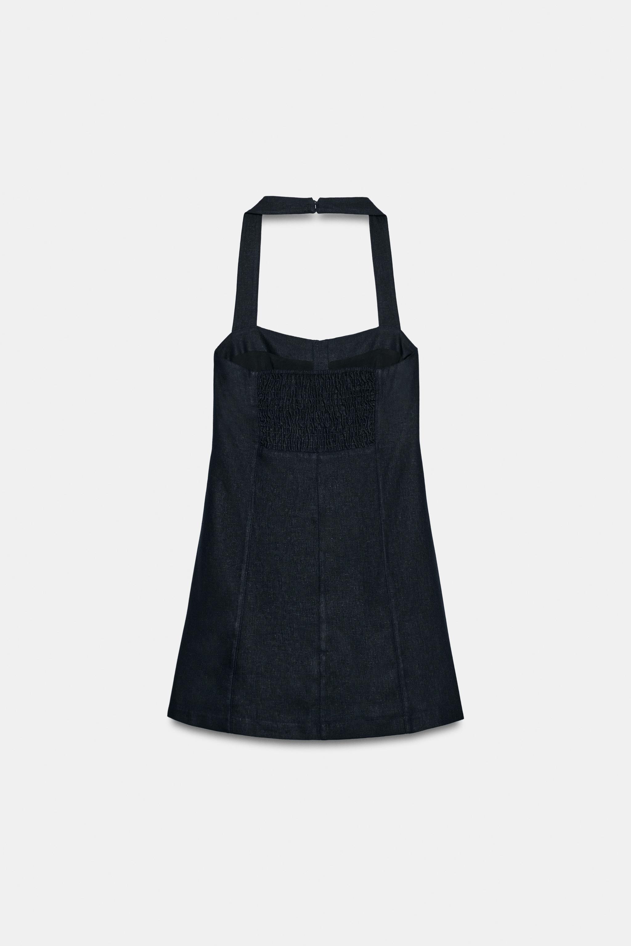 LINEN TOGGLE MINI DRESS - Navy blue | ZARA Canada