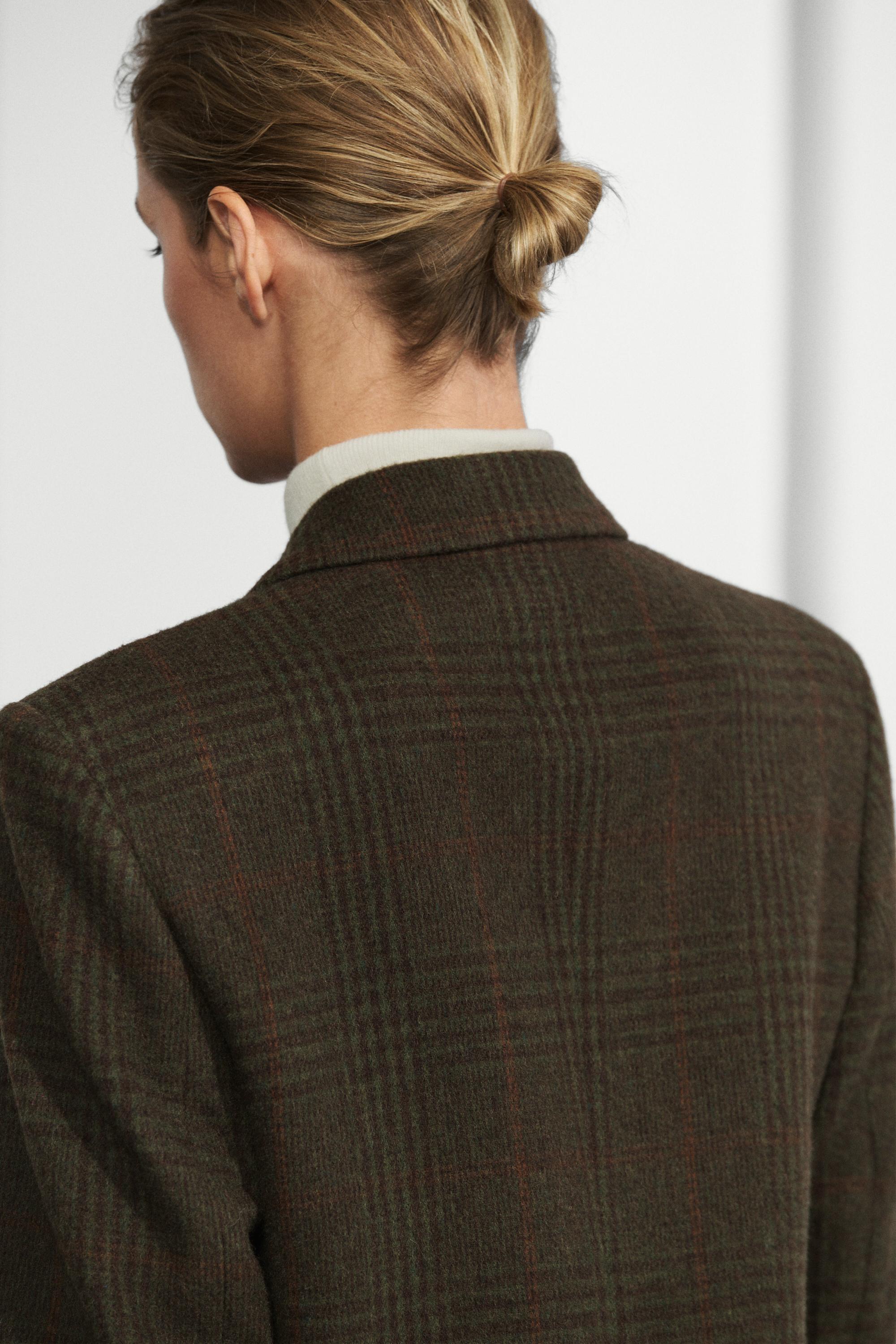 Checked wool blend blazer