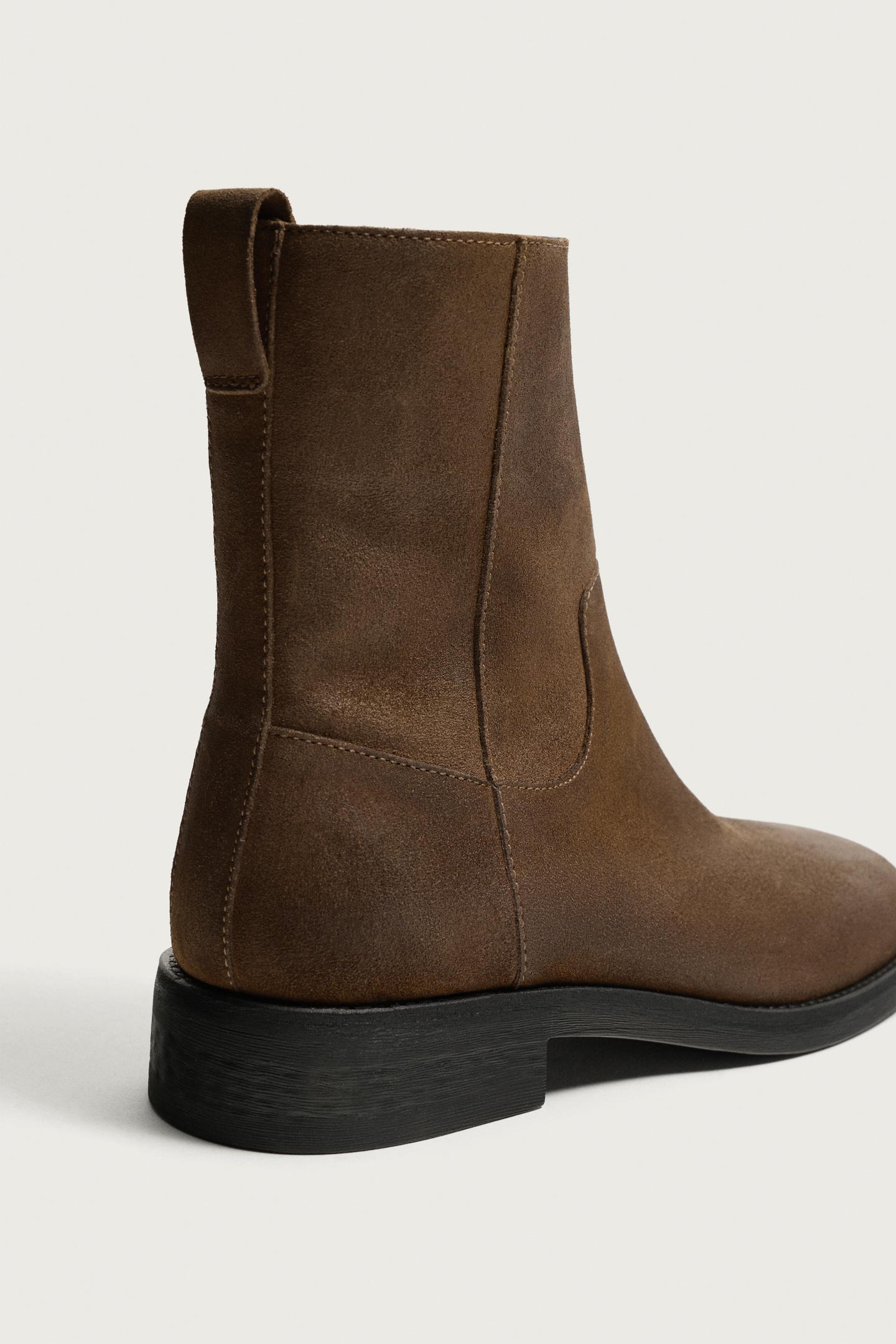 Ботинки Zara Leather, цвет: Коричневый — фото 4