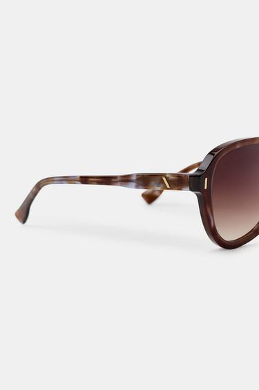 LUNETTES DE SOLEIL AVIATEUR EN ACÉTATE - Marron clair de Zara - Image 3