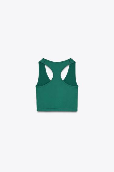 Zara SEAMLESS CROP TOP - Green