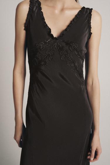 ZW COLLECTION EMBROIDERED LONG DRESS - Anthracite grey by Zara