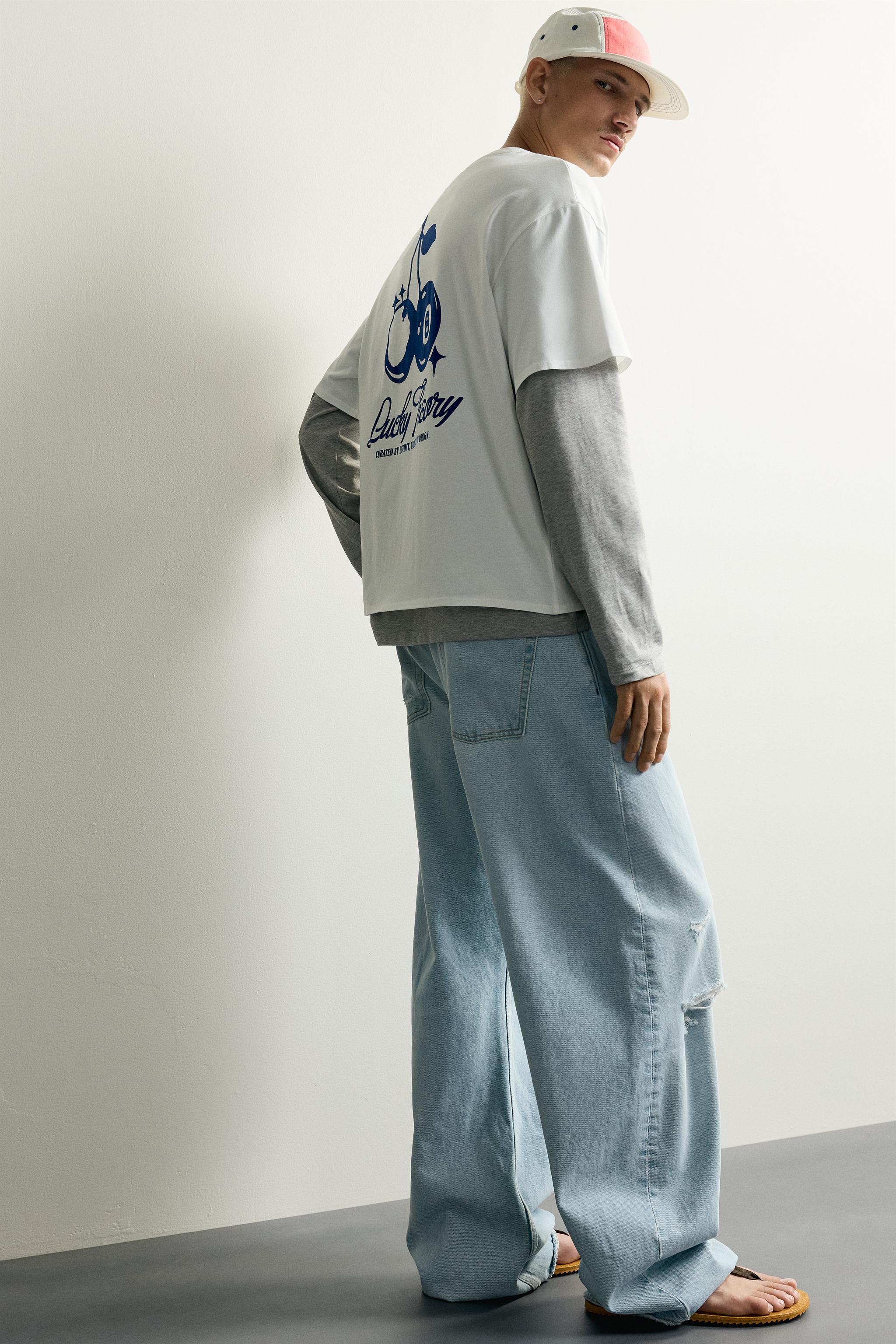 Мужские футболки Zara CONTRAST GRAPHIC RELAXED FIT T-SHIRT — фото 6