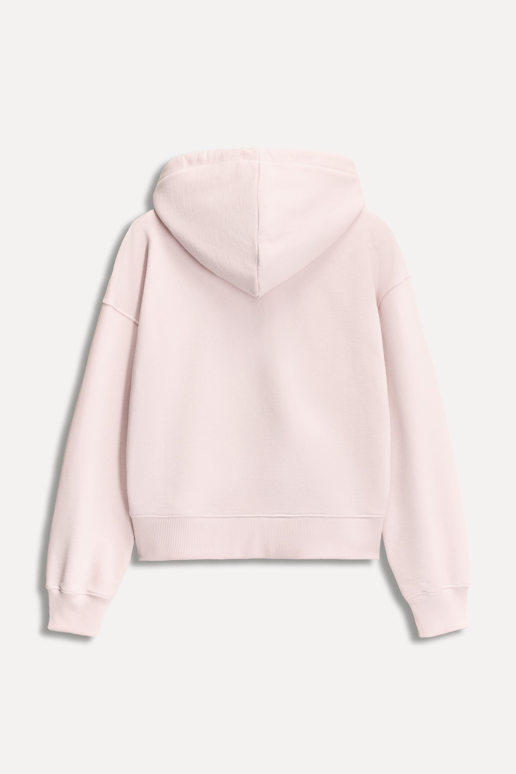 EIN ベージュ クロップドパーカー フリース ZARA ジッパーネック刺繍スウェットシャツ - ライトベージュ | ZARA