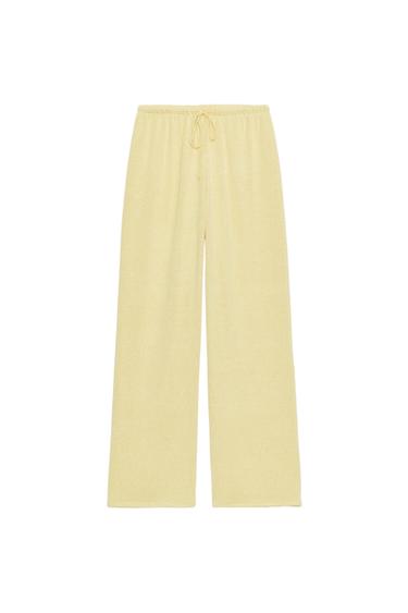 RUSTIC WIDE-LEG TROUSERS - Light yellow by Zara