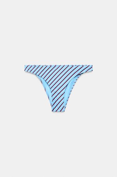 Zara 條紋印花比基尼下裝 - 藍色