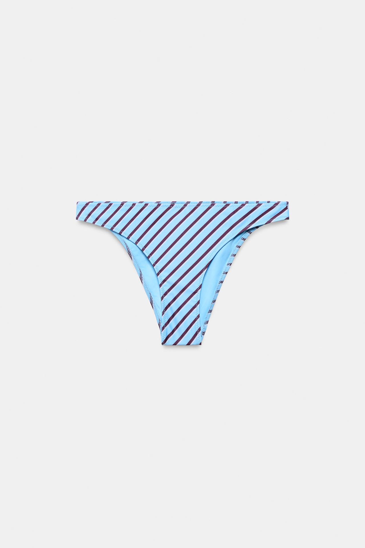 STRIPED PRINT BIKINI BOTTOMS — Blue
