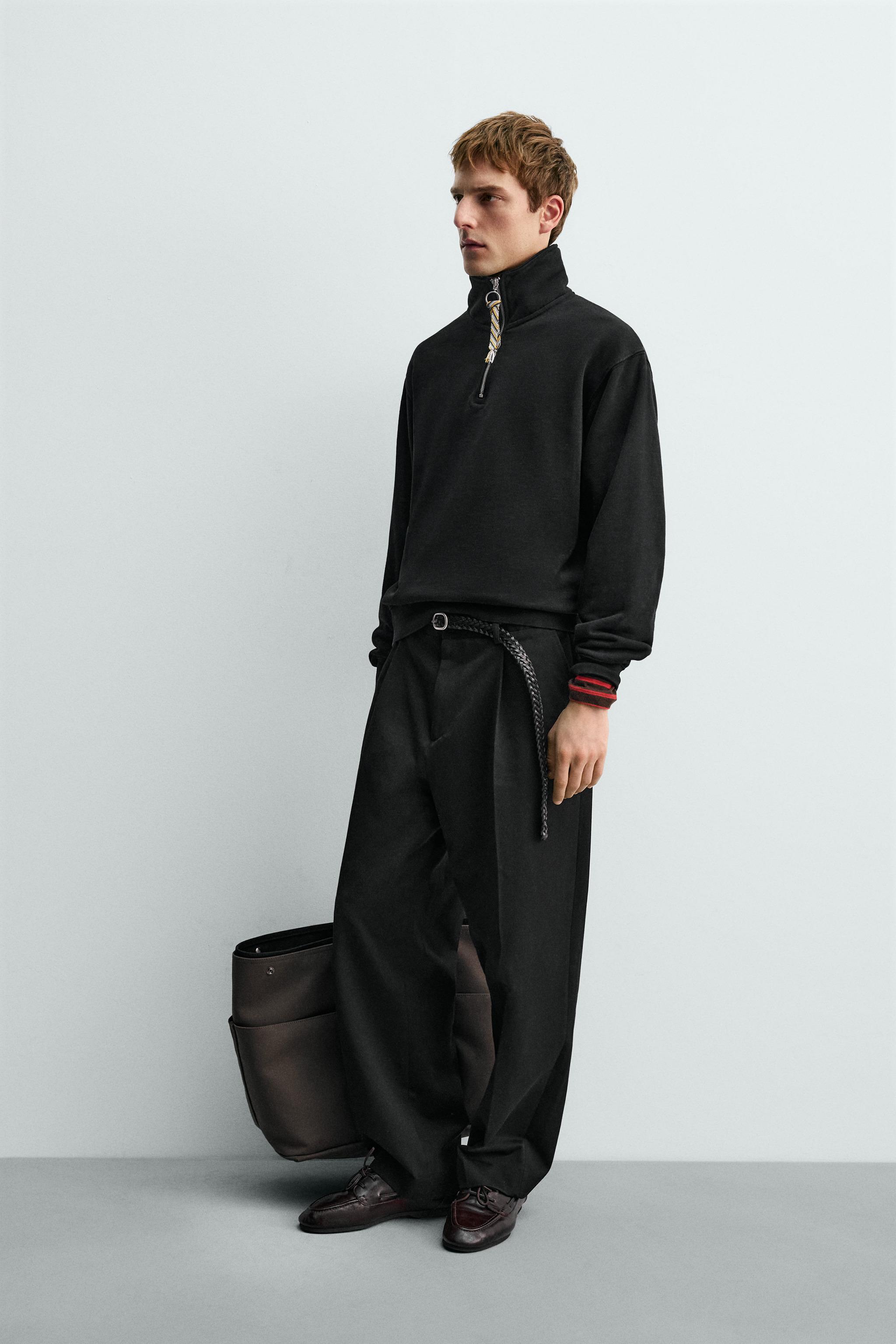 AARON LEVINE X ZARA QUARTER-ZIP SWEATSHIRT WITH TAPE DETAIL