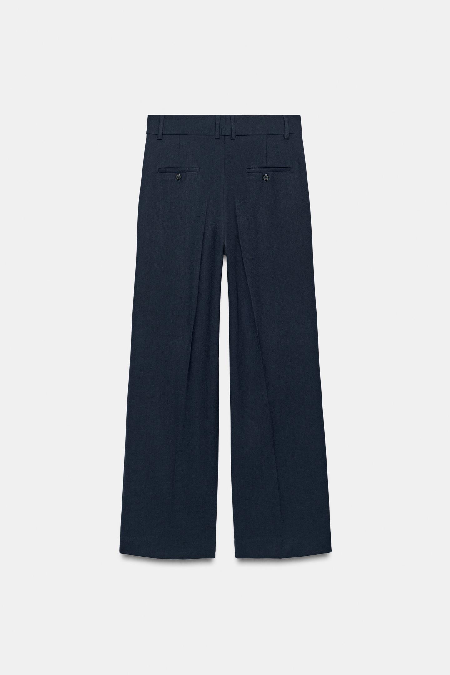 Женские брюки Zara ZW Collection Pleated, цвет: Тёмно-синий — фото 6