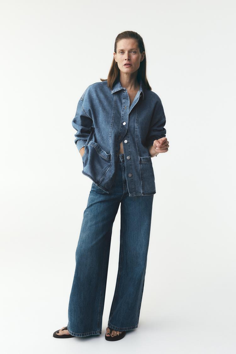 ZW COLLECTION DENIM OVERSHIRT WITH POCKETS Blue ZARA Australia